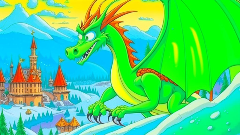 нарисованный дракон у города